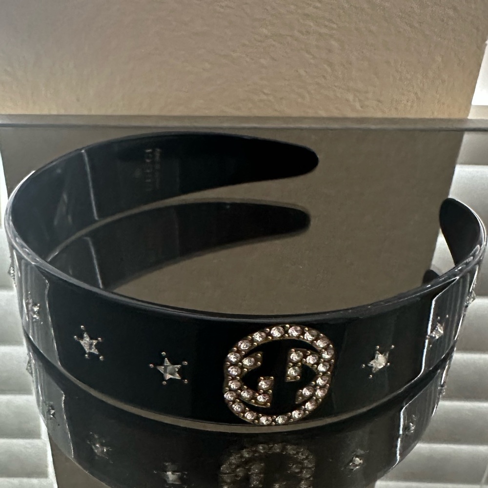 Gucci Black Headband with Silver Accents